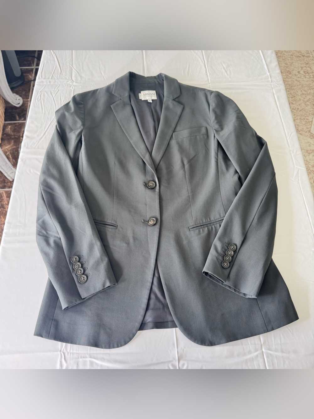 Armani Collezioni Gray Tailored Blazer Size 6 Two Button Career Jacket